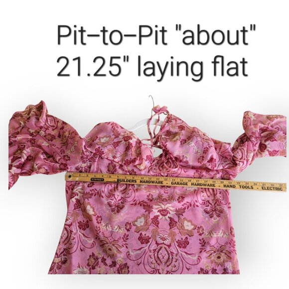 Misa Los Angeles Soraya Floral Pink Ruffle Barbiecore Chiffon Top size S EUC - Picture 12 of 15